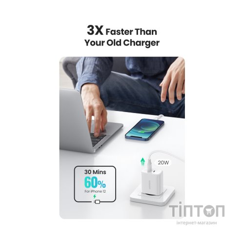 Зарядний пристрій Ugreen 2xUSB 40W PD (2xType-C) PD CD243 White (10343)