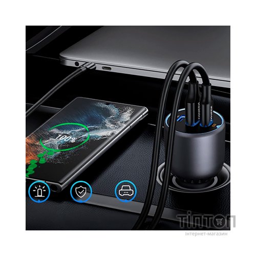 Зарядний пристрій Ugreen 3xUSB 130W (2xUSB-C+USB-A) QC3.0 (EC705) (35025)