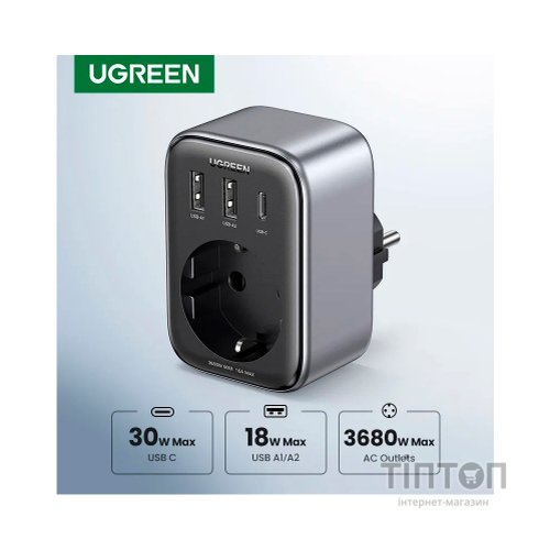 Зарядний пристрій Ugreen 3xUSB 30W Outlet Extender (2хUSB-A+USB-C) CD314 (90613)