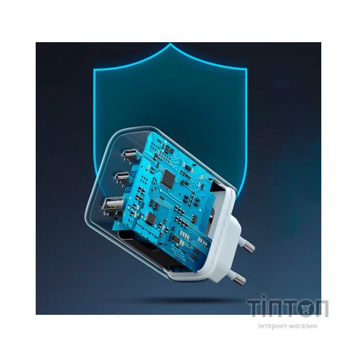 Зарядний пристрій Ugreen 3xUSB 65W (2xType-C+USB QC3.0) Fast Charger White CD275 (90496)