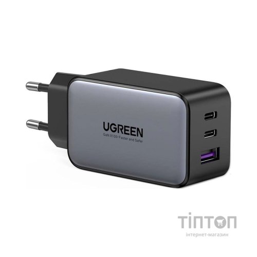 Зарядний пристрій Ugreen 3xUSB 65W GaN (2хUSB-C+USB-A) CD244 Grey (10335)