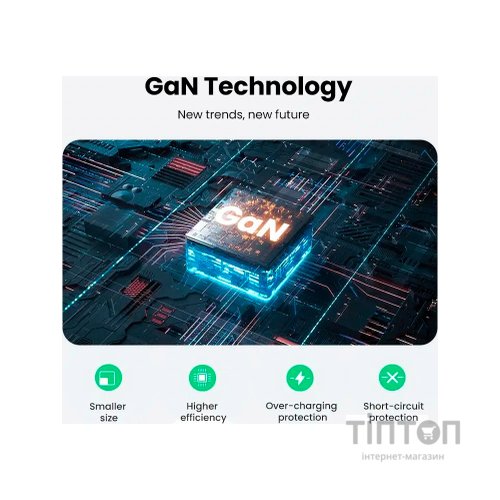 Зарядний пристрій Ugreen 3xUSB 65W GaN (2хUSB-C+USB-A) CD244 Grey (10335)