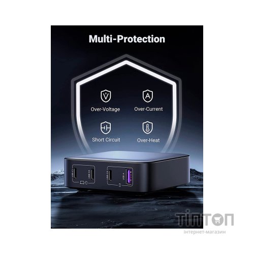 Зарядний пристрій Ugreen 4xUSB 100W (3xType-C+USB A QC3) GAN Charger Nexode Series Black CD328 (90928)