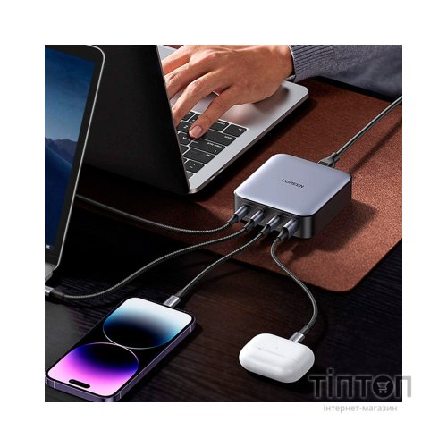 Зарядний пристрій Ugreen 4xUSB 100W (3xType-C+USB A QC3) GAN Charger Nexode Series Black CD328 (90928)