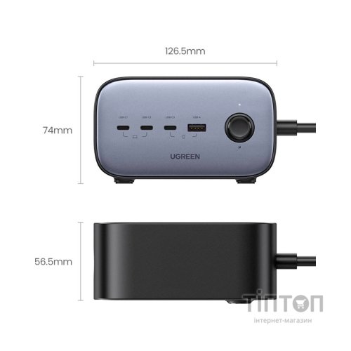 Зарядний пристрій Ugreen 4xUSB 100W Nexode Pro (3хUSB-C+USB-A+2хSchuko) CD270 (60167)
