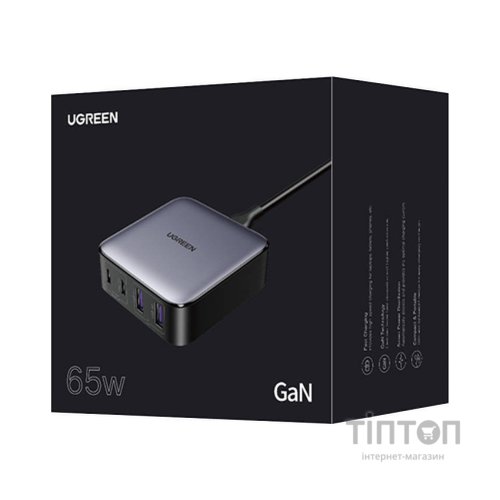 Зарядний пристрій Ugreen 4xUSB 65W (2хUSB-C+2xUSB-A) Gan CD327 (90747)