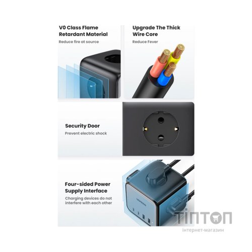 Зарядний пристрій Ugreen 4xUSB 65W DigiNest Cube (2хUSB-C+2xUSB-A) CD268 (60113)