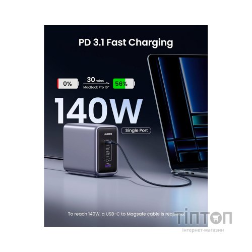 Зарядний пристрій Ugreen 5xUSB 300W Nexode (5хUSB-C) CD333 (90903B)
