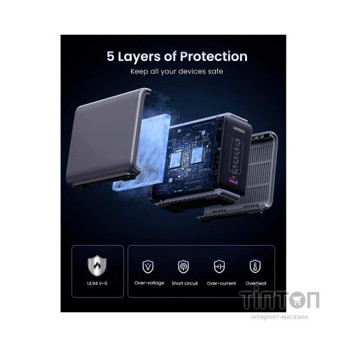 Зарядний пристрій Ugreen 5xUSB 300W Nexode (5хUSB-C) CD333 (90903B)