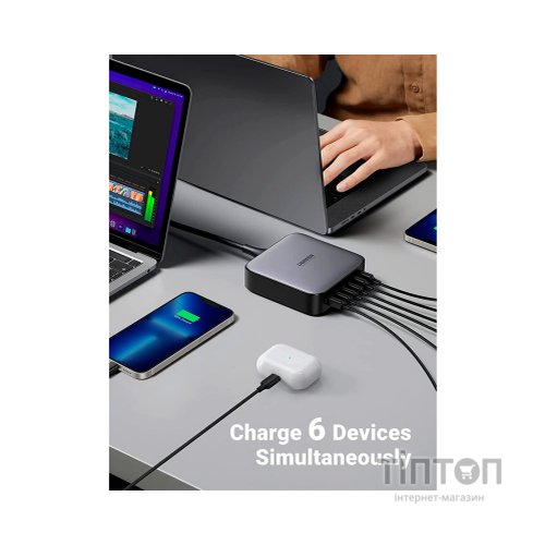 Зарядний пристрій Ugreen 6xUSB 200W (4хUSB-C+2xUSB-A) Gan CD271 (40914)