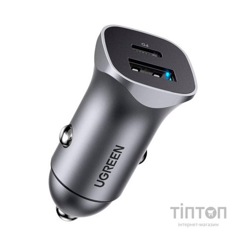 Зарядний пристрій Ugreen CD130 20W USB + Type-C PD Car Charger (Gray) (30780)