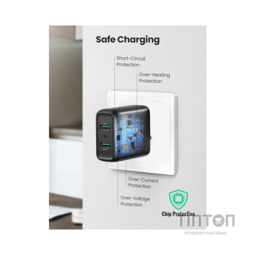 Зарядний пристрій Ugreen CD161 36W 2xUSB QC 3.0 Charger (Black) (10216)