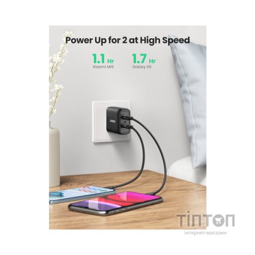 Зарядний пристрій Ugreen CD161 36W 2xUSB QC 3.0 Charger (Black) (10216)