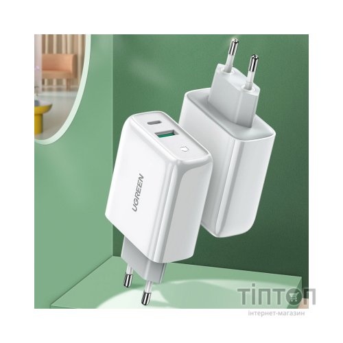 Зарядний пристрій Ugreen CD170 36W USB + Type-C Charger (White) (60468)