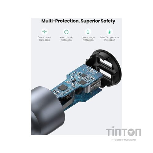 Зарядний пристрій Ugreen CD213 36W 2xUSB QC 3.0 3A Car Charger (Dark Blue) (10144)