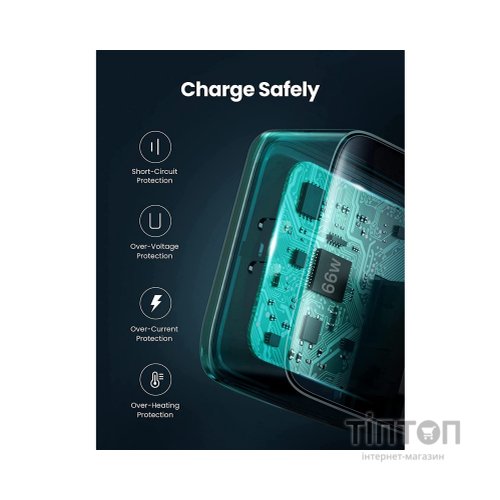 Зарядний пристрій Ugreen CD216 66W 2xType-C PD Charger (Black) (70867)