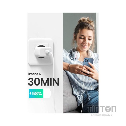 Зарядний пристрій Ugreen CD241 Mini PD 20W Fast Charger (White) (10220)