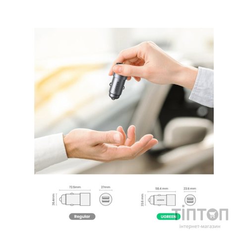 Зарядний пристрій Ugreen USB-A Dual 24W QC Grey (CD130) (50592)