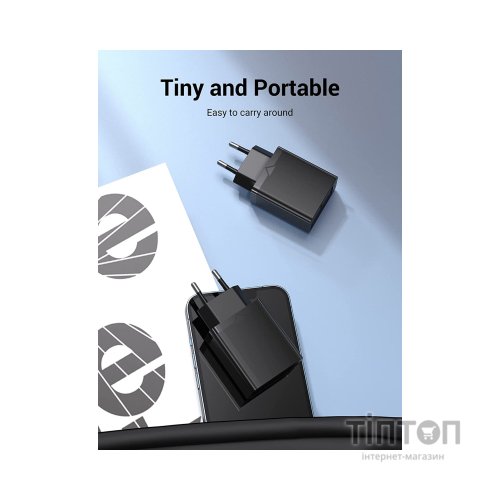 Зарядний пристрій Vention 1xUSB 20W (USB-С) PD black (FADB0-EU)