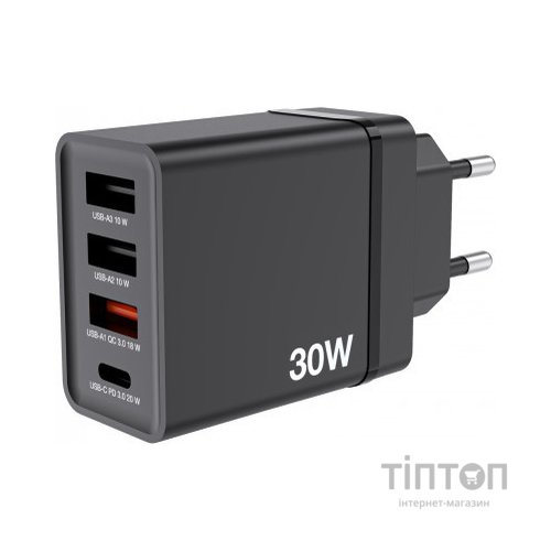 Зарядний пристрій Verbatim USB 30W PD3.0 4-ports black (49700)