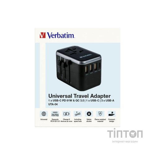 Зарядний пристрій Verbatim UTA-04 PD61W (3xUSB-A/2xUSB-C) (49546)