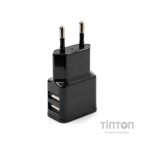 Зарядний пристрій Vinga 2 Port USB Wall Charger 2.1A (VCPWCH2USB2ABK)