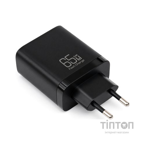 Зарядний пристрій Vinga 2xUSB-C + USB-A Display 65W (VCR65ACCDB)