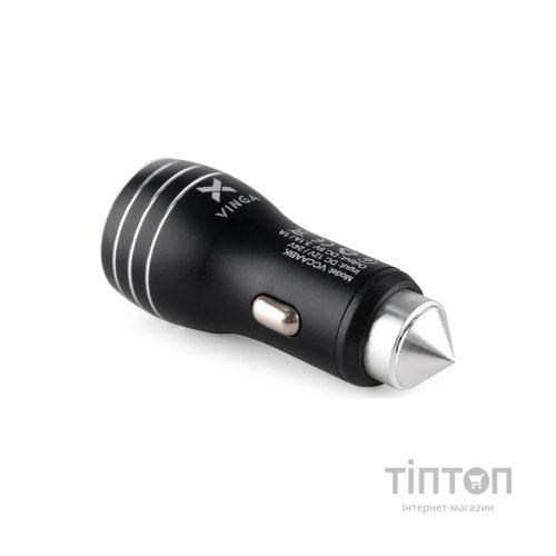 Зарядний пристрій Vinga Dual USB Car Charger aluminium 15.5W Max (VCCAABK)