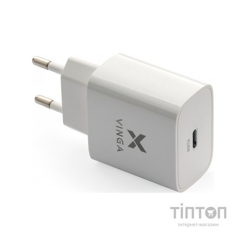 Зарядний пристрій Vinga PD Type-C 20W Charger white (VWCPDC)