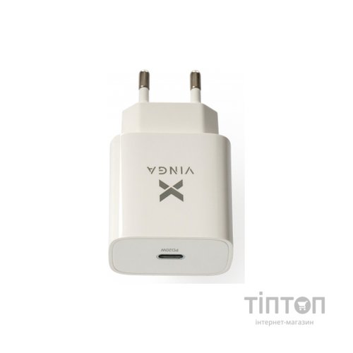 Зарядний пристрій Vinga PD Type-C 20W Charger white (VWCPDC)