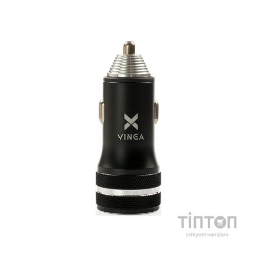 Зарядний пристрій Vinga QC3.0 + PD Quick Car Charger aluminium 36W Max black (VCCQPAC)