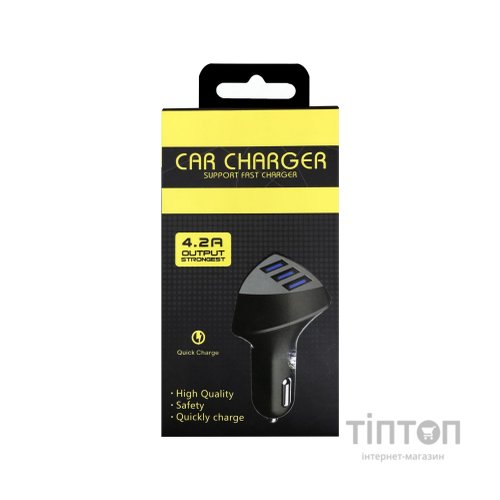 Зарядний пристрій XoKo CC-300 3 USB 4.2A Black (CC-300-BK)