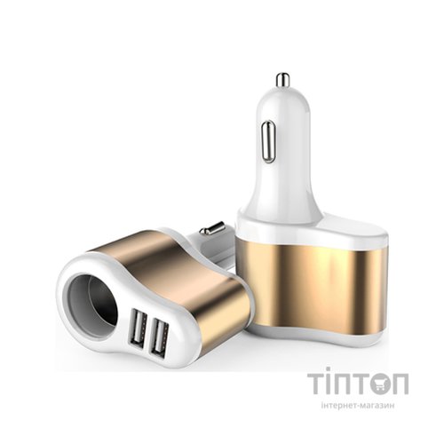 Зарядний пристрій XoKo CC-303 2 USB 2.1A Gold / White (CC-303-GDWH)