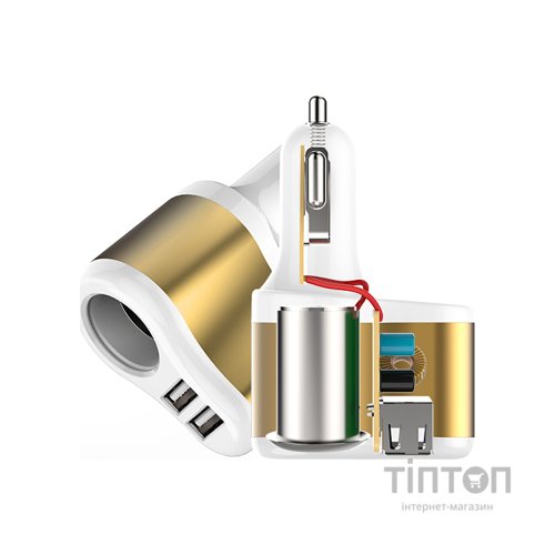 Зарядний пристрій XoKo CC-303 2 USB 2.1A Gold / White (CC-303-GDWH)