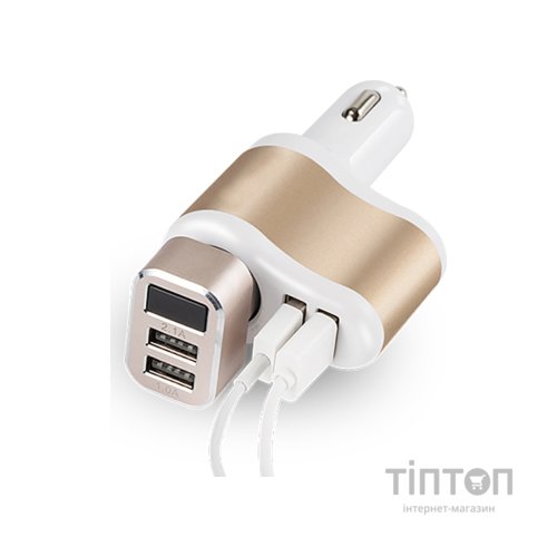 Зарядний пристрій XoKo CC-303 2 USB 2.1A Gold / White (CC-303-GDWH)