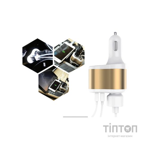 Зарядний пристрій XoKo CC-303 2 USB 2.1A Gold / White (CC-303-GDWH)