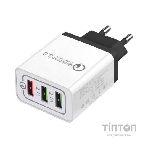 Зарядний пристрій XoKo QC-300 3 USB Qualcom 3.0 4.8A Black (QC-300-BK)