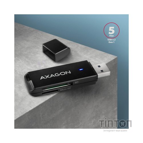Зчитувач флеш-карт AXAGON USB-A 3.2 to SD/microSD 5Gbps black (CRE-S2N)