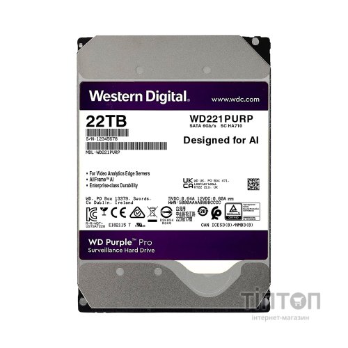 Жорсткий диск 3.5" 22TB WD (WD221PURP)