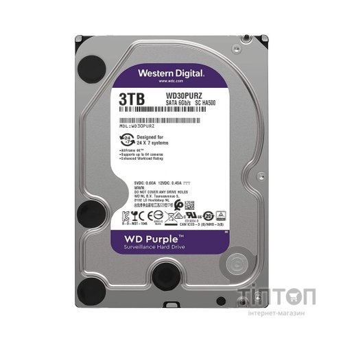 Жорсткий диск 3.5" 3TB WD (WD33PURZ)