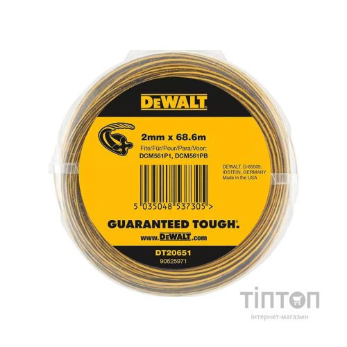 Жилка косильна DeWALT D=2.0 мм, 67 м, кручена (DT20651)