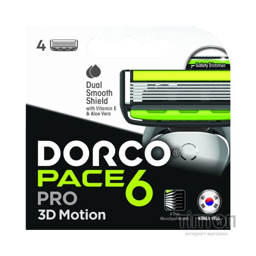 Змінні касети Dorco для системи Pace6 для чоловіків 6 лез 4 шт. (8801038585666)