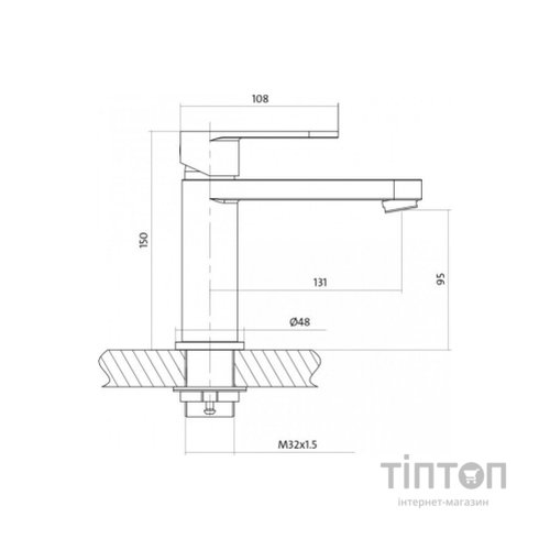 Змішувач Cersanit ELIO для умивальника з металевим донним клапан (S951-147)