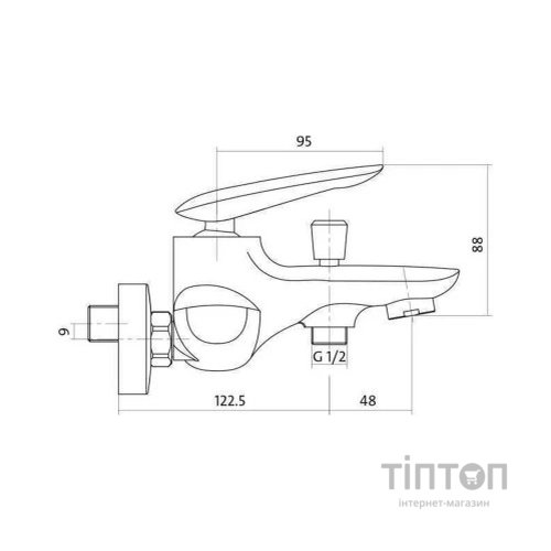 Змішувач Cersanit MAYO для умивальника для ванни та душу (S951-013)
