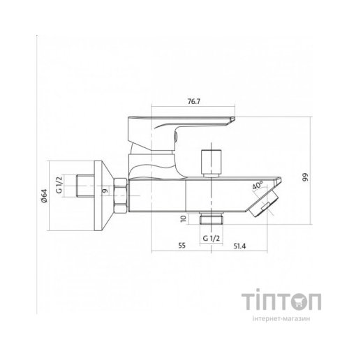 Змішувач Cersanit VERO для ванни та душу (S951-004)