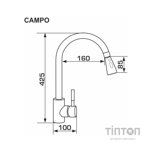 Змішувач GRANADO Campo LUX grafito (gz0509L)