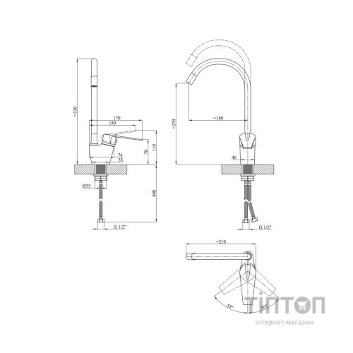 Змішувач Kroner Odra-C032GRA