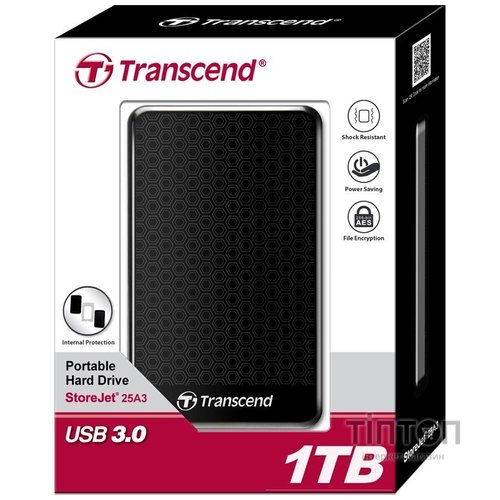 Зовнішній жорсткий диск 2.5" 1TB Transcend (TS1TSJ25A3K)