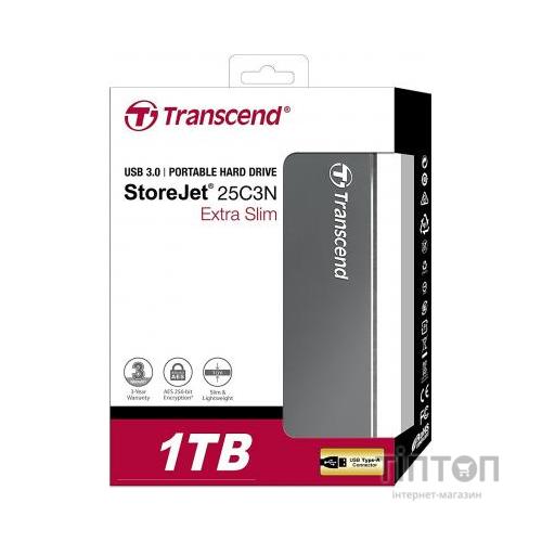 Зовнішній HDD 2.5" 1Tb Transcend USB 3.0 сірий