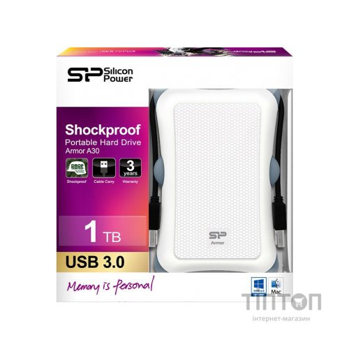 Зовнішній жорсткий диск 2.5" 1TB Silicon Power (SP010TBPHDA30S3W)